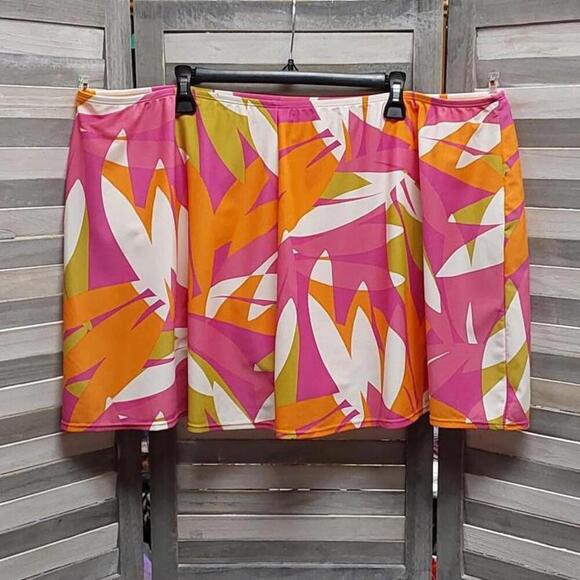 Women's Abstract Bright Color Print Wrap Skirt | Kona Sol | 3X (24/26) - Picture 4 of 9